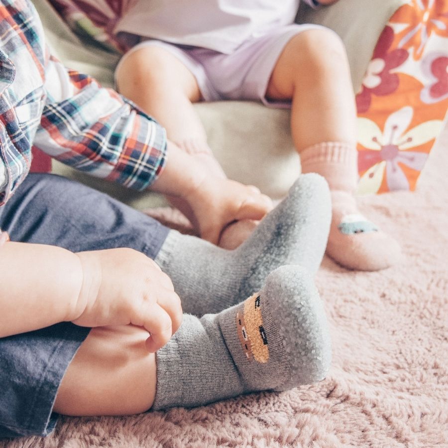 Subtle Gray Bear - Non-Slip Baby Shoe-Socks