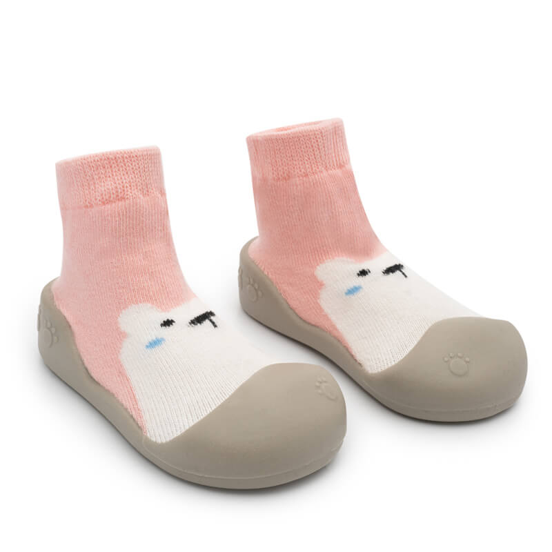 Pink Polar Bear - Non-Slip Baby Shoe-Socks