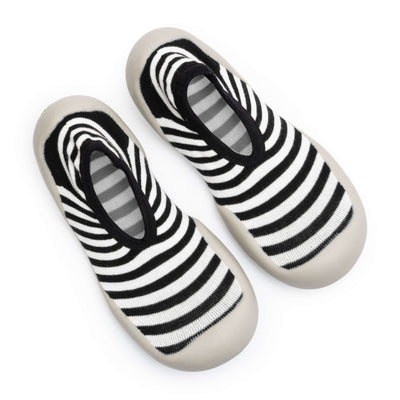Bliss Foot - Low-Cut Black & White Striped Adult Sock-Shoes