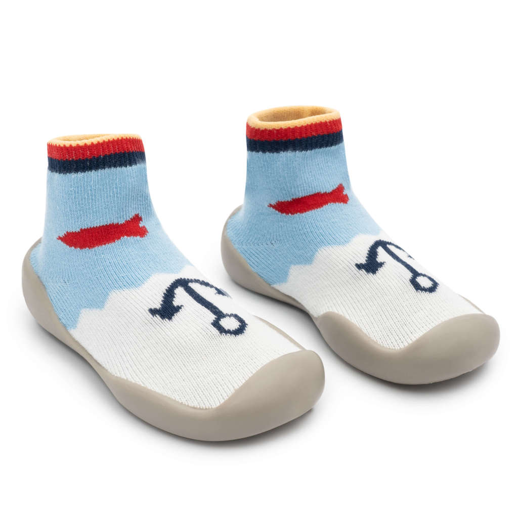 Nautical Waves - Non-Slip Baby Shoe-Socks