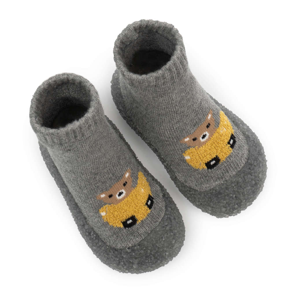 Subtle Gray Bear - Non-Slip Baby Shoe-Socks