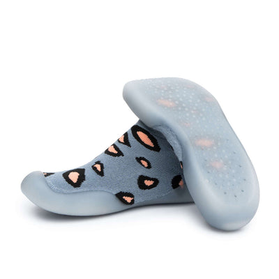 Bliss Foot - Blue Leopard Print Adult Sock-Shoes